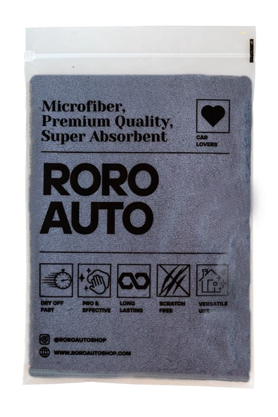 Roro Auto Fuji Mikrofiber Araç Kurulama Bezi 40x40 Gri ürün görseli 1