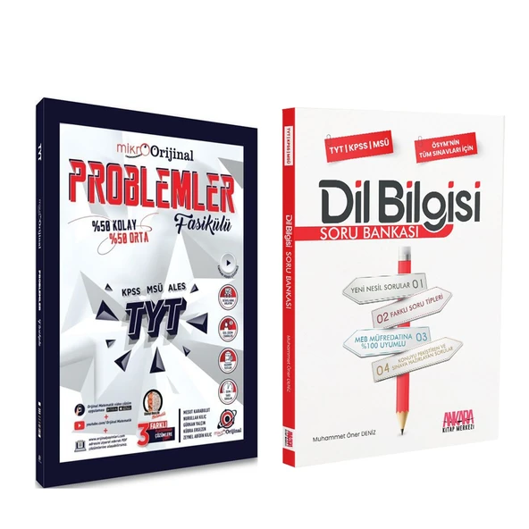 Orjinal Mikro TYT Problemler ve AKM Dil Bilgisi Soru Bankası Seti 2 Kitap ürün görseli 1