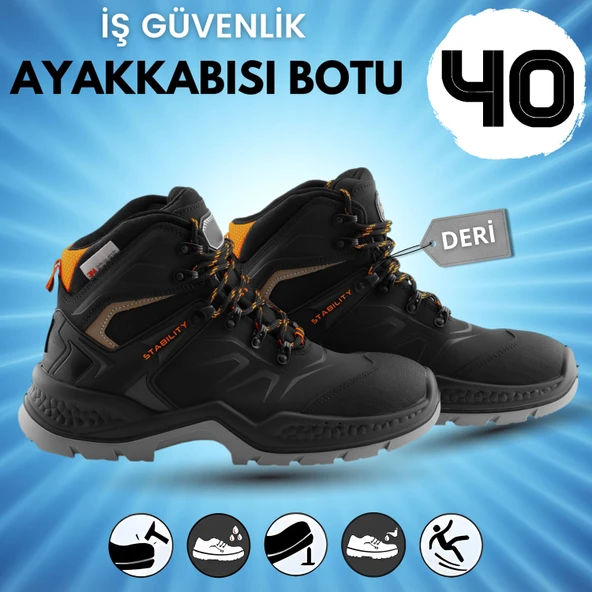 İş Botu Ayakkabısı Siyah 40 Numara Demir Burunlu Kış Sanayi İnşaatçı Tekstil Güvenlik Ayakkabı ürün görseli 1
