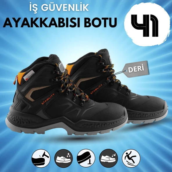 İş Botu Ayakkabısı Siyah 41 Numara Demir Burunlu Kış Sanayi İnşaatçı Tekstil Güvenlik Ayakkabı ürün görseli 1
