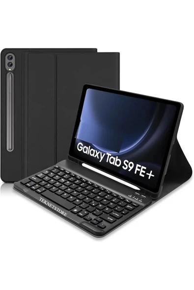 Samsung Galaxy Tab S9 Fe Plus 12.4" Q Türkçe Klavyeli Kılıf Kalem Bölmeli Bluetooth Özellikli Stand   SİYAH ürün görseli 1