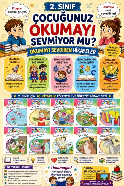 2.Sınıf Okumayı Sevdiren 10 lu Hikaye Seti 9 (32 sayfa) ürün görseli 1