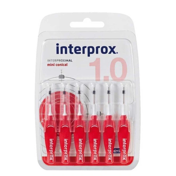 Interprox Interproximal Mini Conical 1.0mm Arayüz Fırçası 6 Adet KIRMIZI ürün görseli 1