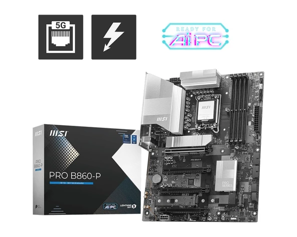 MSI MB PRO B860-P SOKET 1851 DDR5 8600MHZOC 3xM.2 1x TB4 HDMI DISPLAY 5G LAN ATX ürün görseli 1