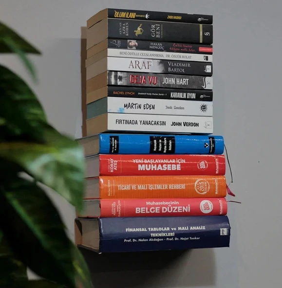 Metal Siyah 2 Adet Kitaplık, Kitap Organizatör, Uçan Kitap Rafı, Görünmez Duvar Kitaplık 2'Lİ ürün görseli 1
