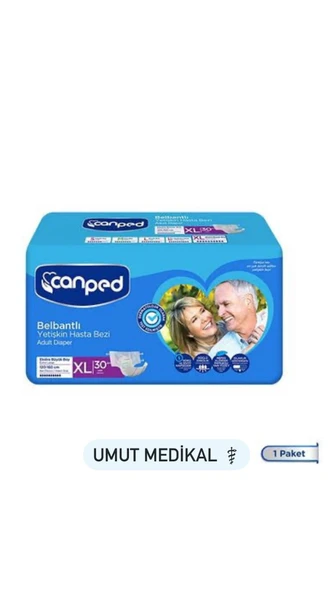 Canped Tekstil Yüzeyli Belbantlı Ekstra Büyük Boy XL 30'lu Hasta Bezi ürün görseli 1