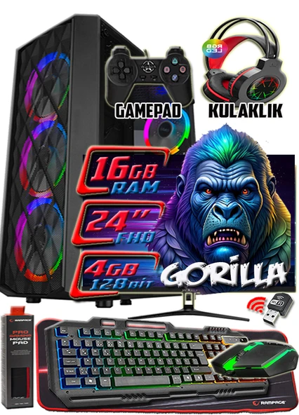 WarboX GORİLLA 22" Monitör Xeon X5650 16gb Ram 256gb Ssd 250gb Hdd R7 240-4gb E.kartı Gaming PC ürün görseli 1