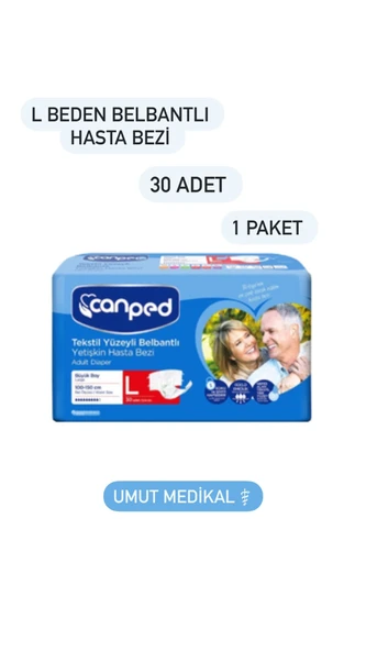 Canped Tekstil Yüzeyli Belbantlı Büyük Boy L 30'lu Hasta Bezi ürün görseli 1