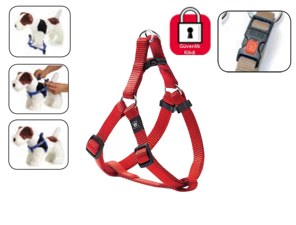 Karlıe Kilitli Göğüs Tasma M 40-70cm Kırmızı ürün görseli 1