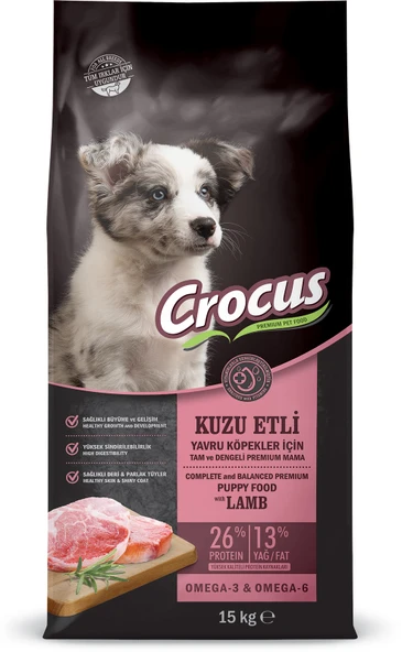 Crocus Kuzu Etli Pirinçli Yavru Köpek Maması 15 Kg ürün görseli 1