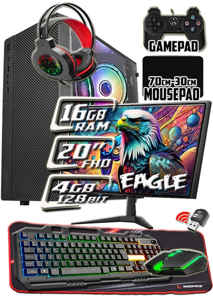 WarboX Eagle 16gb Ram X5650 İşlemci 256gb SSD R7 240-4gb E.kartı 20" Monitör Gaming Takım Bilgisayar ürün görseli 1