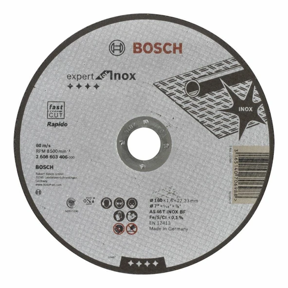 Bosch 180x1,6 mm Expert For Inox Rapido Düz 1 Adet ürün görseli 1