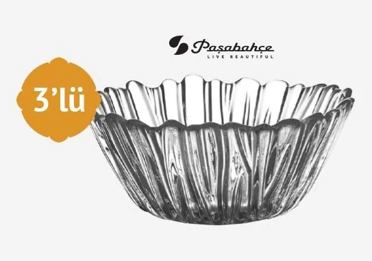 Paşabahçe 10601 Aurora 3lü Çerezlik Kase 14 cm ürün görseli 1