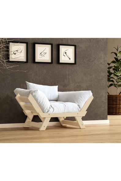 Woodesk  Adalar Masif Natural-kırık Beyaz Renk Berjer ürün görseli 1