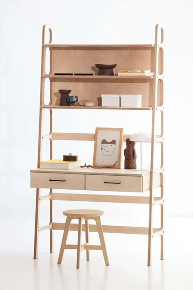Woodesk  Cosmos Ahşap Çalışma Masası Ve Kitaplık, 190x100 ürün görseli 1