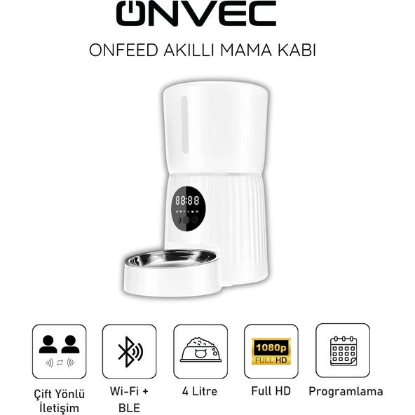 Onvec Onfeed Beyaz Akıllı Mama Kabı ürün görseli 1
