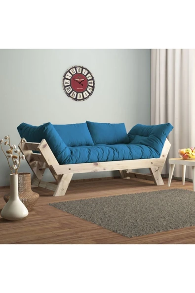 Woodesk  Adalar Modern Masif Ahşap Natural-mavi Renk Kanepe ürün görseli 1