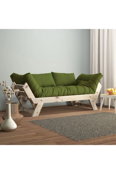 Woodesk  Adalar Masif Ahşap Natural- Yeşil Renk Kanepe ürün görseli 1