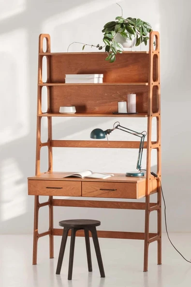 Woodesk  Cosmos Ahşap Çalışma Masası Ve Kitaplık, 190x100 ürün görseli 1