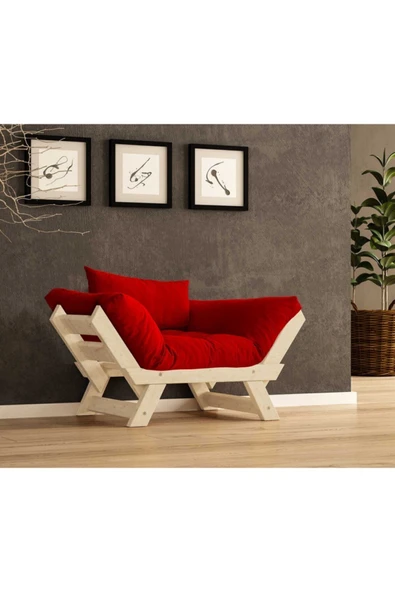 Woodesk  Adalar Masif Natural-kırmızı Renk Berjer ürün görseli 1