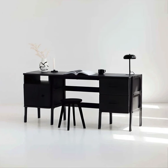 Woodesk  Terra Ahşap Çalışma Masası 180X60 Siyah Renk CPT4640-180 ürün görseli 1