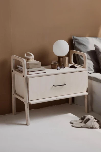 Woodesk  Tale, Ahşap, Çekmeceli Natural Renk, 75x65, Komodin, Cpt4769-75 ürün görseli 1