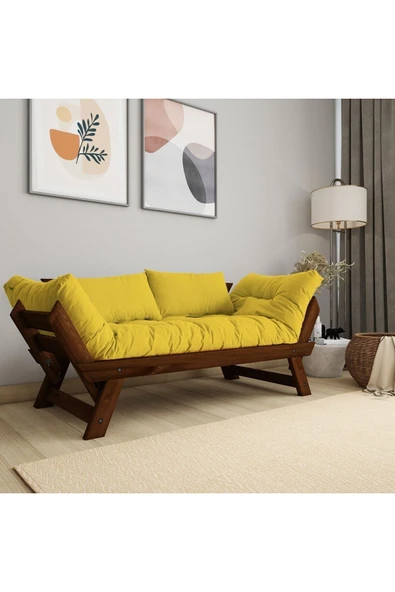 Woodesk  Adalar Masif Ceviz-sarı Renk 2li Kanepe Cpt8166-210 ürün görseli 1