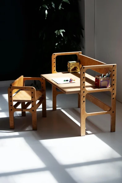 Woodesk  Nido, Montessori Ahşap Çocuk Masa Ve Taburesi, 100x74, CPT4772-100 ürün görseli 1