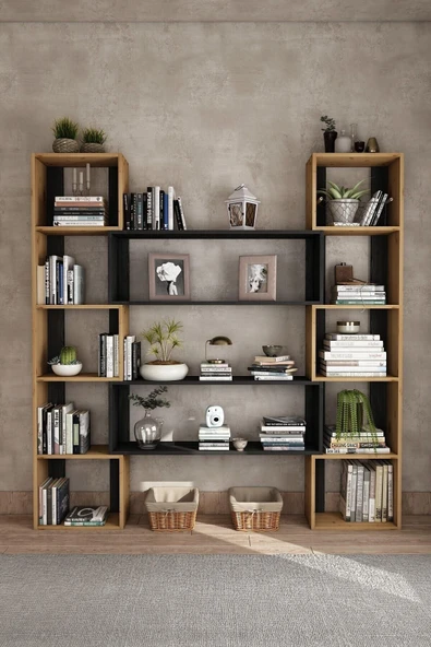 Woodesk  Dublin Masif Ağaç Natural Renk 190x200 Kitaplık Cpt6011-200 ürün görseli 1
