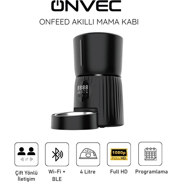 Onvec Onfeed Siyah Akıllı Mama Kabı ürün görseli 1