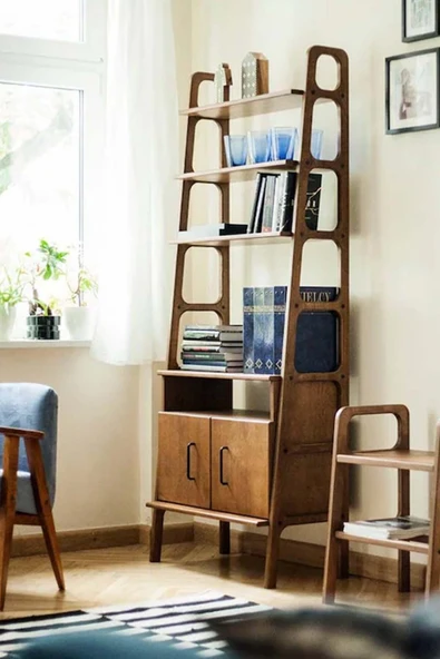 Woodesk  Layer, Ahşap Kitaplık Ve Raf Ünitesi, 190x75, Tik Renk, Cpt4752-190 ürün görseli 1