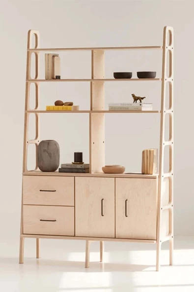 Woodesk  Violet, Ahşap Kitaplık Ve Raf Ünitesi, 190x120, Natural Renk, Cpt4766-190 ürün görseli 1