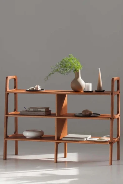 Woodesk  Monte, Ahşap Kitaplık Ve Raf Ünitesi 120x90 Tik Renk Cpt4715-120 ürün görseli 1