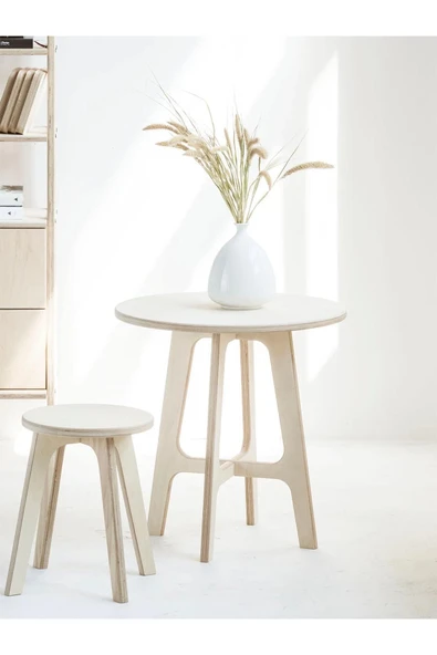 Woodesk  Breva, Ahşap Orta Sehpa, Coffe Table, 60x60 ürün görseli 1