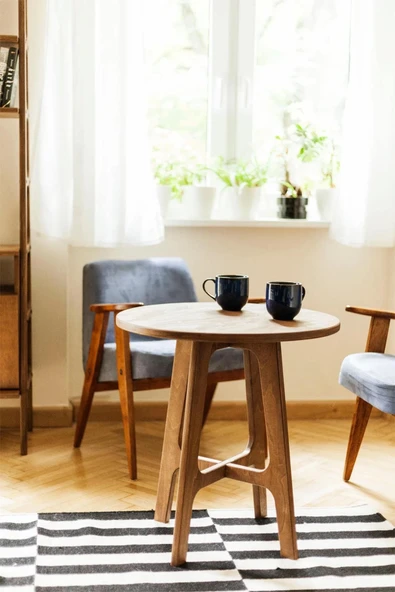 Woodesk  Breva, Ahşap Orta Sehpa, Coffe Table, 60x60 ürün görseli 1