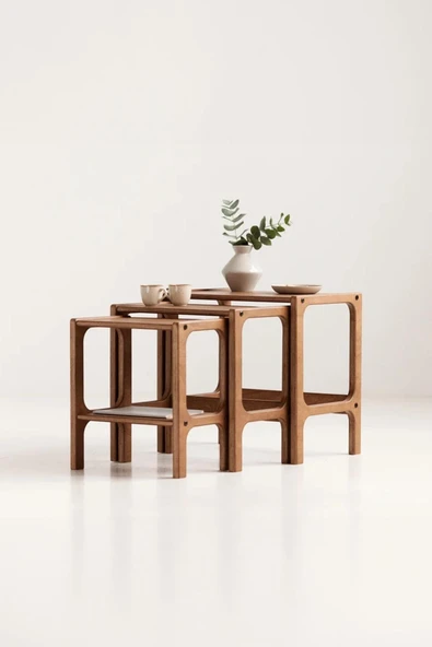 Woodesk  Line, Ahşap Zigon Sehpa, 50x50, Tik Renk, Cpt4740-50 ürün görseli 1
