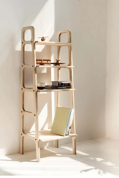 Woodesk  Librero, Ahşap Kitaplık Ve Raf Ünitesi, 140x50 ürün görseli 1