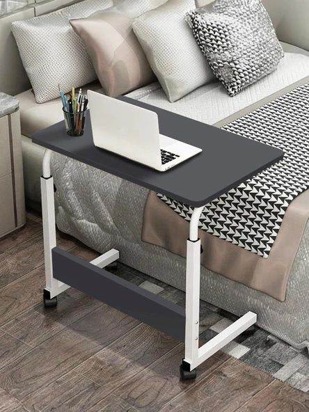 servetavcı Laptop Sehpası Yükseklik Ayarlı Laptop Sehpası ve Çalışma Masası - Antrasit Beyaz 70x40 (Tekerli) ürün görseli 1