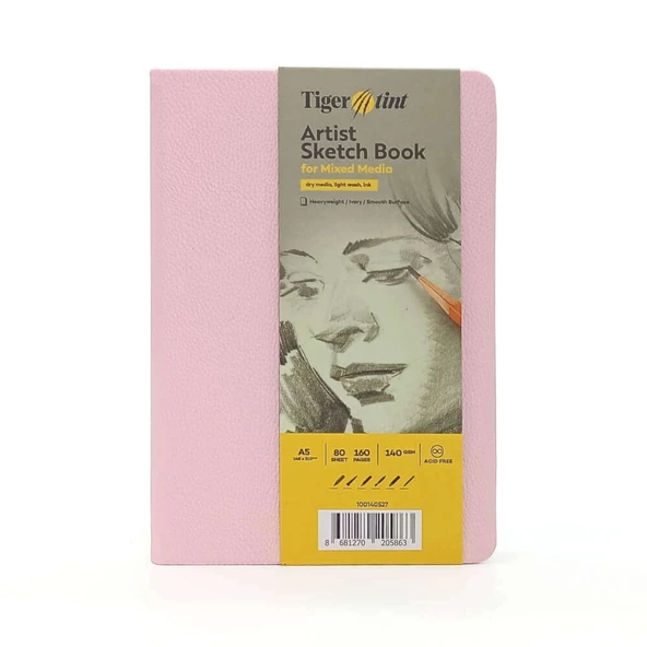 Tigertint Sert Kapak Eskiz Defteri 140 g A5 80 Yaprak Seker Pembe 100140527 ürün görseli 1