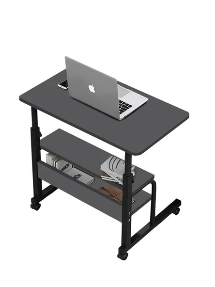 servetavcı Laptop Sehpası Yükseklik Ayarlı Çift Raflı Laptop Sehpası ve Çalışma Masası - Antrasit (Tekerli) 70 40 ürün görseli 1