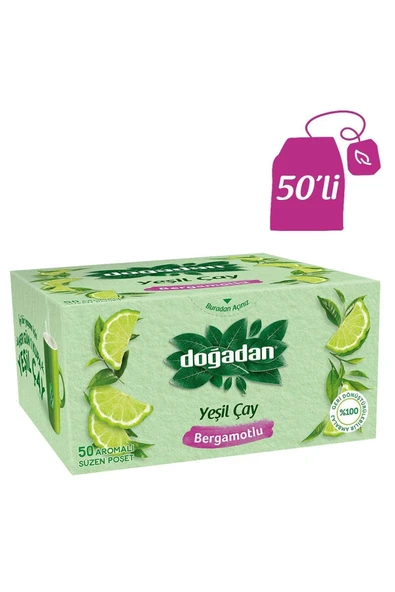 Doğadan Yeşilçay Bergamot Aromalı Bardak Poşet Çay 50'li ürün görseli 1