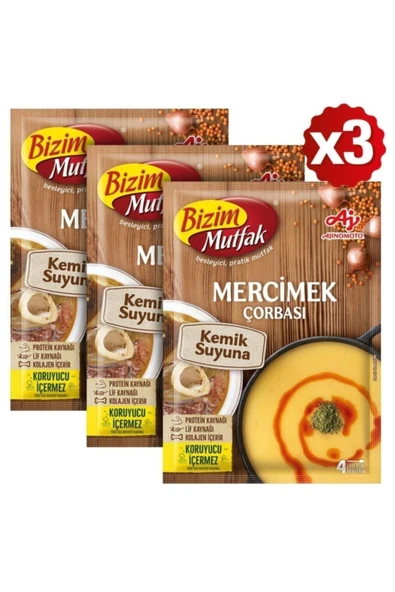 Bizim Mutfak Kemik Suyuna Mercimek Çorbası 72 Gr 3'Lü Paket ürün görseli 1