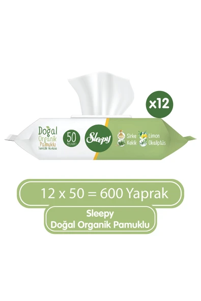 Sleepy Doğal Organik Pamuklu Temizlik Havlusu 12x50 ürün görseli 1
