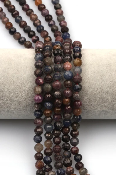 Safir-Yakut Doğal Taş Dizi 6 mm Fasetli Küre Kesim ürün görseli 1