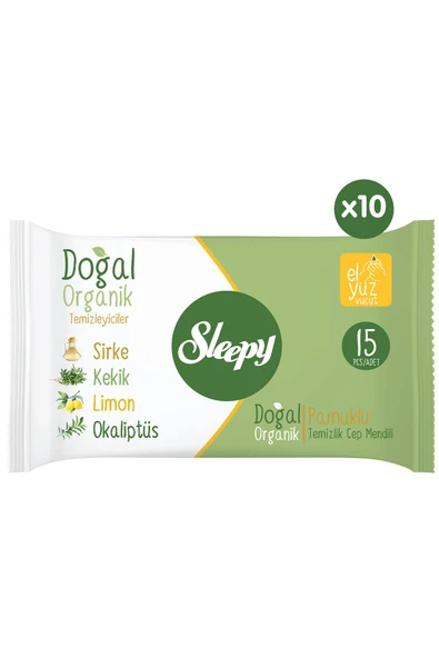 Sleepy Doğal Organik Pamuklu Cep Mendili 150 Yaprak (10X15) ürün görseli 1