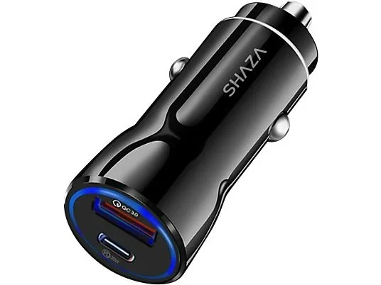 Shaza Type-C + Usb Çakmaklık 20W Hızlı Şarj Araç İçi Şarj Cihazı Siyah ürün görseli 1