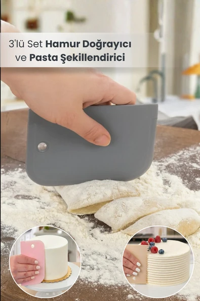 Orvila Orvila 3'lü Set Hamur Doğrayıcı ve Pasta Şekillendirici Kazıyıcı Set ürün görseli 1