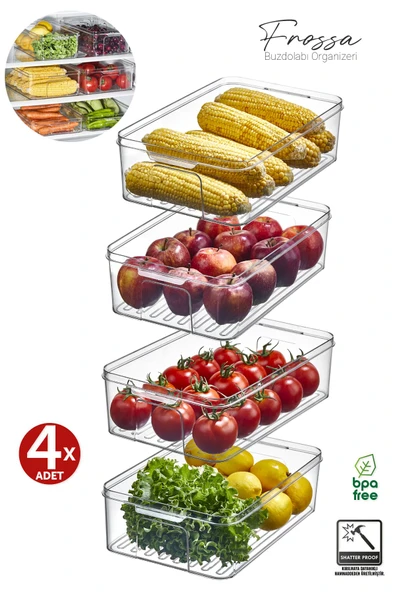 Orvila Orvila 4x Adet Frossa Buzdolabı Organizeri 5LT Saklama Kabı & Erzak Kabı & Düzenleyici ürün görseli 1