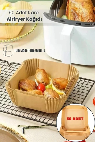 Orvila Orvila 50 - Adet Airfryer Pişirme Kağıdı Kare Model ürün görseli 1