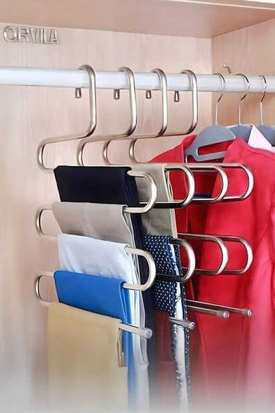 Orvila Orvila 5 Bölmeli Metal Elbise Askısı - Giysi Pantalon Eşarp Fular Kıyafet Gardrop Düzenleyici Organizer ürün görseli 1